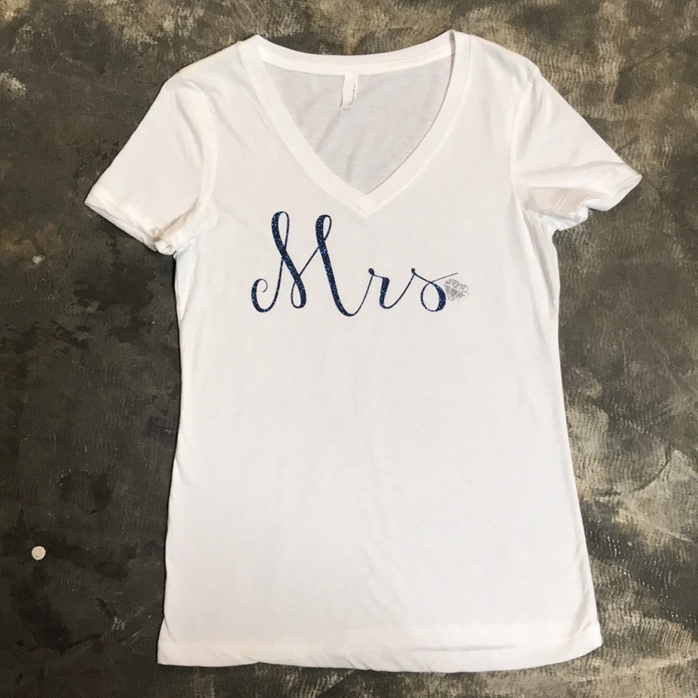 White Mrs V-Neck Tee